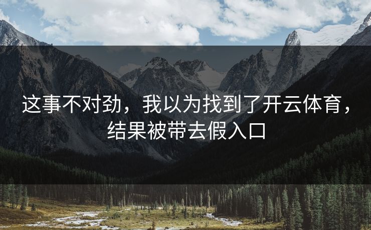 这事不对劲,我以为找到了开云体育,结果被带去假入口 这事不对劲,我以为找到了开云体育,结果被带去假入口