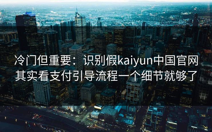 冷门但重要：识别假kaiyun中国官网其实看支付引导流程一个细节就够了